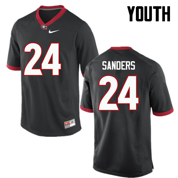 Youth Georgia Bulldogs #24 Dominick Sanders College Football Jerseys-Black